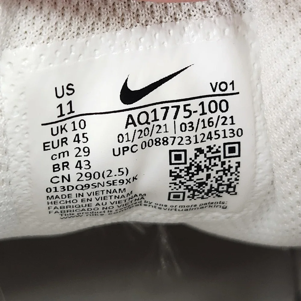 Nike Ebernon Basketball‎ Shoes Mens 11 Triple White Leather Low Top Sneakers